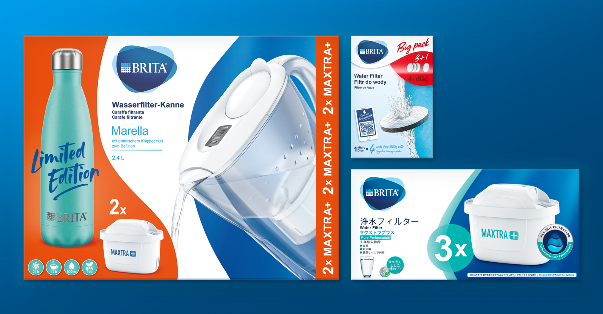 BRITA Water Filter Jug Marella 2,4l + 3x Maxtra …
